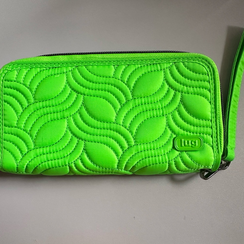 Lug beautiful green double zipper wallet wristlet